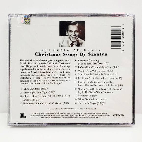 Frank Sinatra Christmas Songs CD Columbia Presents Remastered 1994 Sealed - Picture 3 of 10
